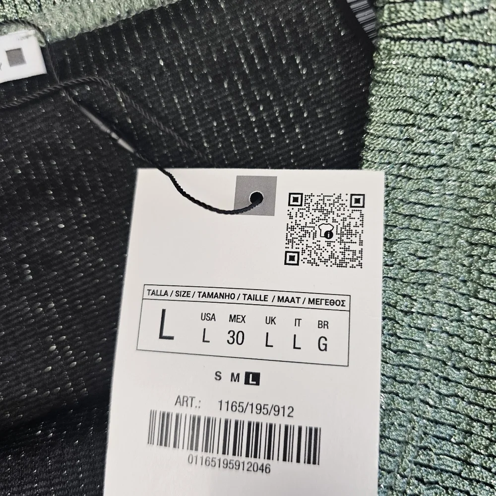 NWT Zara High Rise Metallic Green Briefs Micro Shorts  Size L - Picture 6 of 6